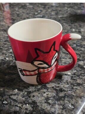 Starbucks Red Fox Ceramic Mug with Tail-Shaped Handle 2016
